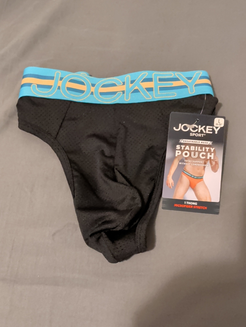 Jockey Sport® Stability Pouch Microfiber Thong - Size L (36"-38")